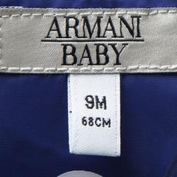Pre Owned Armani Baby Blue Logo Printed Puffer Jacket 9 Months