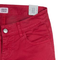 Pre Owned Armani Junior Red Brushed Cotton-Spandex Pants 13 Yrs