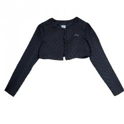 Pre Owned Armani Junior Navy Blue Diamond Jacquard Long Sleeve Bolero Jacket 15 Yrs