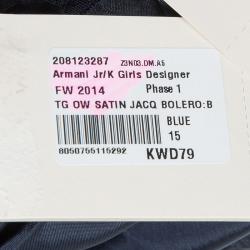 Pre Owned Armani Junior Navy Blue Diamond Jacquard Long Sleeve Bolero Jacket 15 Yrs