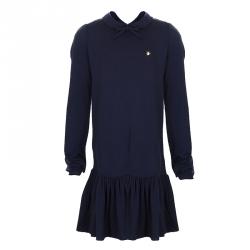 Pre Owned Armani Junior Navy Peter-Pan Collar Long Sleeve Dress 7 Yrs