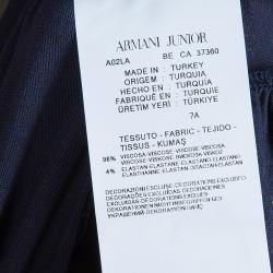 Pre Owned Armani Junior Navy Peter-Pan Collar Long Sleeve Dress 7 Yrs