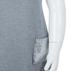 Pre Owned Armani Junior Grey Sequin Pocket Detail Sleeveless Jersey Dress 2 Yrs 