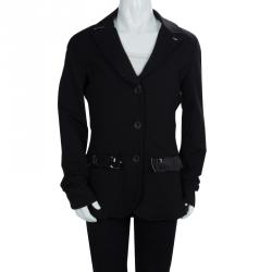 Pre Owned Armani Junior Black Sequinned Faux Pocket Detail Blazer 12 Yrs