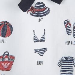 Pre Owned Armani Baby White Printed Knit Bow Detail Dress 6 Months