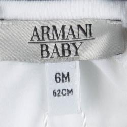 Pre Owned Armani Baby White Printed Knit Bow Detail Dress 6 Months