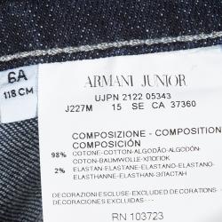 Pre Owned Armani Junior Indigo Dark Wash Denim Super Slim Fit Jeans 6 Yrs