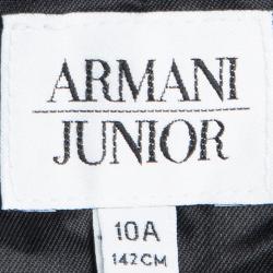 Armani Junior Black Satin Velvet Panel Detail Blazer 10 Yrs