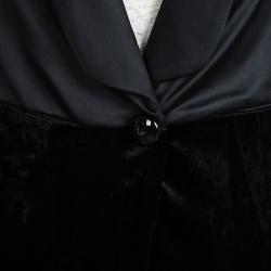 Pre Owned Armani Junior Black Satin Velvet Panel Detail Blazer 8 Yrs