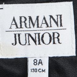 Pre Owned Armani Junior Black Satin Velvet Panel Detail Blazer 8 Yrs