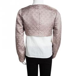 Pre Owned Armani Junior Beige Diamond Jacquard Long Sleeve Bolero Jacket 14 Yrs