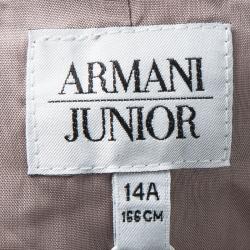 Pre Owned Armani Junior Beige Diamond Jacquard Long Sleeve Bolero Jacket 14 Yrs