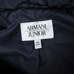 Pre Owned Armani Junior Navy Blue Quilted Hooded Down Jacket 6 Yrs