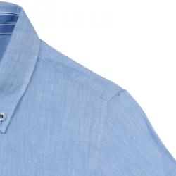 Pre Owned Armani Junior Blue Long Sleeve Buttondown Linen Shirt 7 Yrs