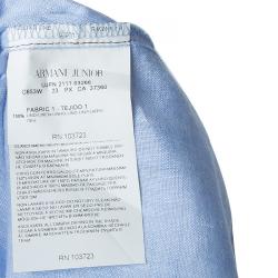 Pre Owned Armani Junior Blue Long Sleeve Buttondown Linen Shirt 7 Yrs