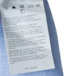 Pre Owned Armani Junior Blue Long Sleeve Buttondown Linen Shirt 7 Yrs