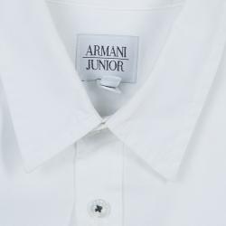 Pre Owned Armani Junior White Long Sleeve Buttondown Cotton Shirt 7 Yrs