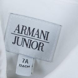 Pre Owned Armani Junior White Long Sleeve Buttondown Cotton Shirt 7 Yrs