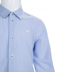 Pre Owned Armani Junior Blue Striped Long Sleeve Buttondown Cotton Shirt 6 Yrs