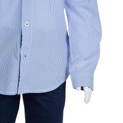 Pre Owned Armani Junior Blue Striped Long Sleeve Buttondown Cotton Shirt 6 Yrs