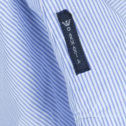 Pre Owned Armani Junior Blue Striped Long Sleeve Buttondown Cotton Shirt 6 Yrs