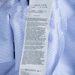 Pre Owned Armani Junior Blue Striped Long Sleeve Buttondown Cotton Shirt 6 Yrs