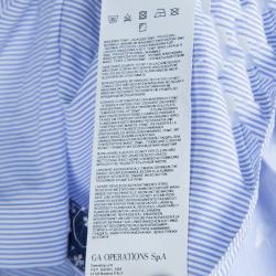 Pre Owned Armani Junior Blue Striped Long Sleeve Buttondown Cotton Shirt 6 Yrs