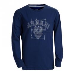 Armani Junior Blue Printed Long Sleeve Crew Neck T-Shirt 8 Yrs