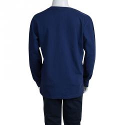 Armani Junior Blue Printed Long Sleeve Crew Neck T-Shirt 8 Yrs