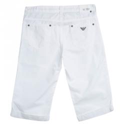 Pre Owned Armani Junior White Cotton Bermuda Shorts 12 Yrs
