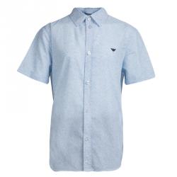 Pre Owned Armani Junior Blue Paisley Print Short Sleeve Cotton Shirt 11 Yrs
