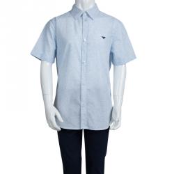 Pre Owned Armani Junior Blue Paisley Print Short Sleeve Cotton Shirt 11 Yrs