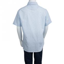 Pre Owned Armani Junior Blue Paisley Print Short Sleeve Cotton Shirt 11 Yrs