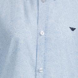 Pre Owned Armani Junior Blue Paisley Print Short Sleeve Cotton Shirt 11 Yrs