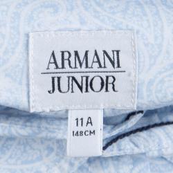 Pre Owned Armani Junior Blue Paisley Print Short Sleeve Cotton Shirt 11 Yrs