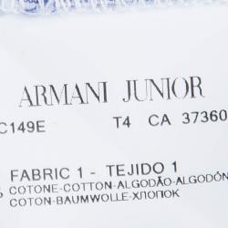 Pre Owned Armani Junior Blue Striped Cotton Short Sleeve Buttondown Shirt 10 Yrs