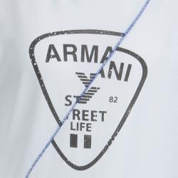 Pre Owned Armani Junior White Printed Short Sleeve Crew Neck T-Shirt 12 Yrs