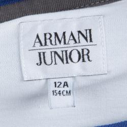 Pre Owned Armani Junior White Printed Short Sleeve Crew Neck T-Shirt 12 Yrs