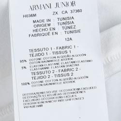 Pre Owned Armani Junior White Printed Short Sleeve Crew Neck T-Shirt 12 Yrs