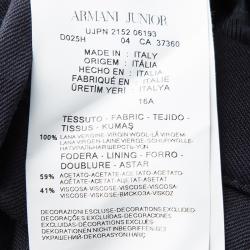 Pre Owned Armani Junior Navy Blue Wool Tailored Trousers 16 Yrs