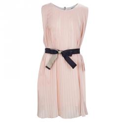 Pre Owned Armani Junior Pastel Pink Pleated Sleeveless Belted Dress 12 Yrs