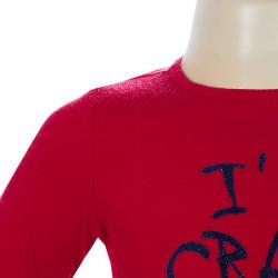 Pre Owned Armani Junior Red Flock Print Long Sleeve T Shirt 4 Yrs