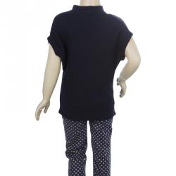 Armani Junior Navy Blue Rib Knit Mandarin Collar Dolman Sleeve Top 3 Yrs