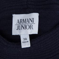 Armani Junior Navy Blue Rib Knit Mandarin Collar Dolman Sleeve Top 3 Yrs