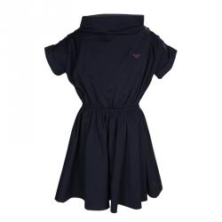 Armani Junior Navy Blue Gathered Waist Detail Dress 8 Yrs
