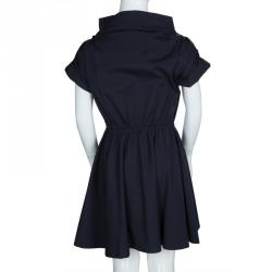 Armani Junior Navy Blue Gathered Waist Detail Dress 8 Yrs