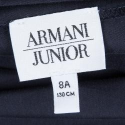 Armani Junior Navy Blue Gathered Waist Detail Dress 8 Yrs