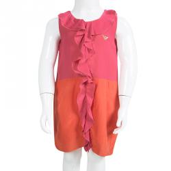 Pre Owned Armani Junior Colorblock Ruffle Detail Sleeveless Dress 4 Yrs
