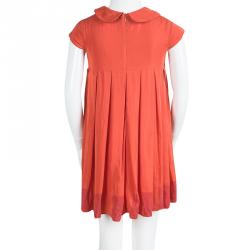 Pre Owned Armani Junior Red Peter Pan Collar Cap Sleeve Dress 7 Yrs