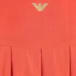 Pre Owned Armani Junior Red Peter Pan Collar Cap Sleeve Dress 7 Yrs